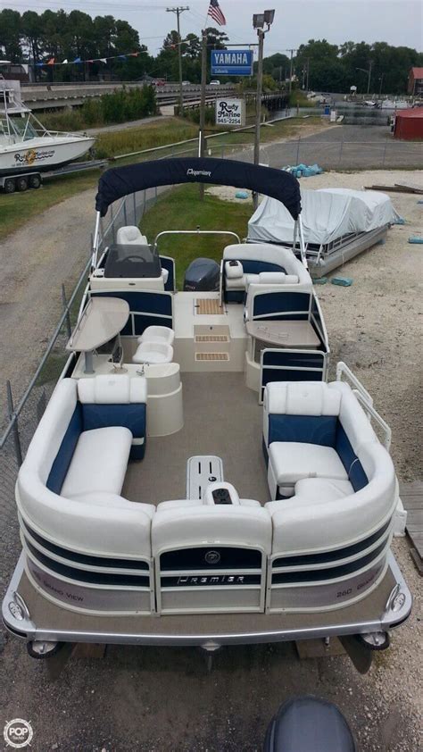 Premier pontoon for sale - Premier 230 solaris. A powerboat built by Premier, the 230 solaris is a pontoon vessel. Premier 230 solaris boats are typically used for day-cruising, freshwater-fishing and watersports. These boats were built with a aluminum pontoon; usually with an outboard and available in Gas.